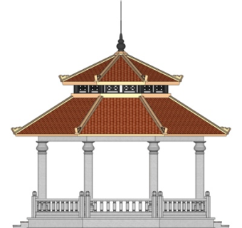 中式重檐六角亭su模型