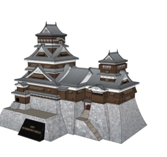 日式寺庙外观su模型