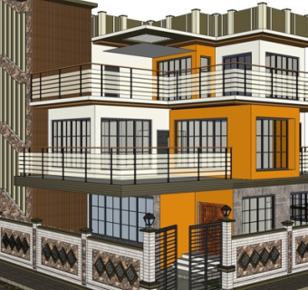 现代独栋别墅su模型