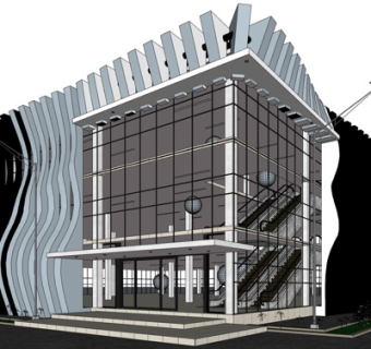 现代办公楼外观su模型