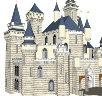欧式城堡外观su模型