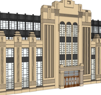 新古典酒店外观su模型