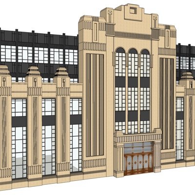 新古典酒店外观su模型