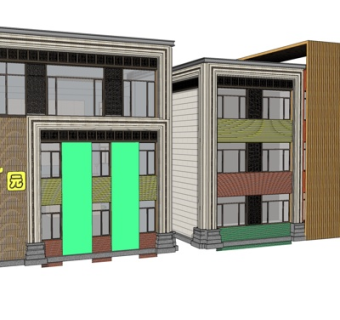 现代幼儿园外观su模型