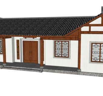 中式传统住宅外观su模型