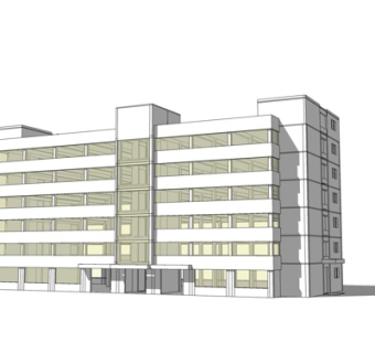 现代公寓楼su模型