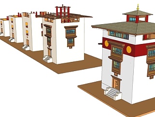 藏式寺庙外观su模型