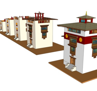 藏式寺庙外观su模型