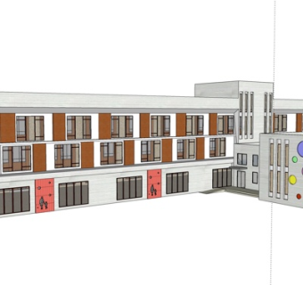 现代幼儿园外观su模型