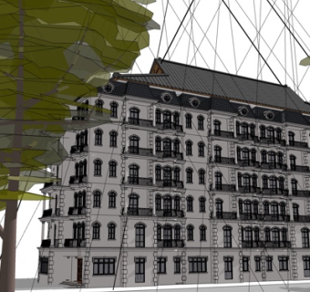 新中式公寓楼su模型