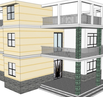 现代独栋别墅su模型