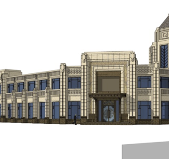 新古典酒店外观su模型