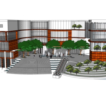 现代酒店外观su模型