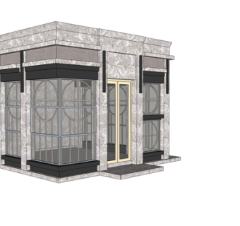 现代门卫亭su模型