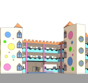 现代幼儿园su模型