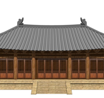 中式庑殿顶殿宇su模型