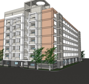 现代公寓楼su模型