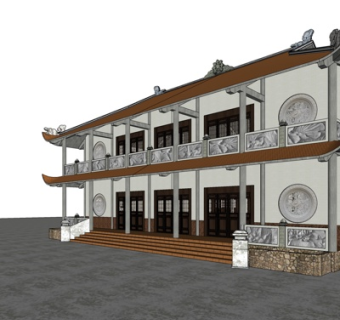 中式别墅su模型