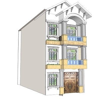 <em>欧式独栋</em>别墅su模型
