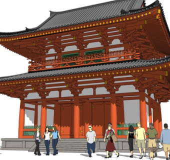 中式歇山顶阁楼su模型