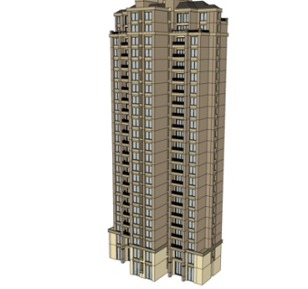 现代高层塔式公寓楼su模型