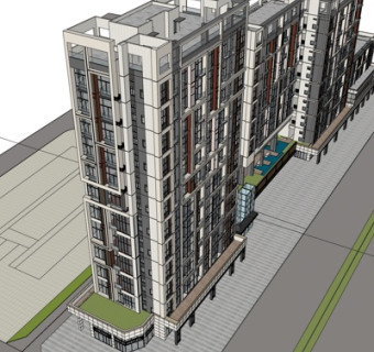 现代公寓楼su模型