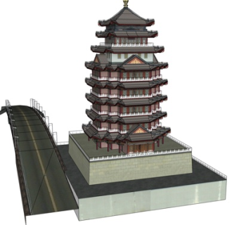中式密檐塔su模型