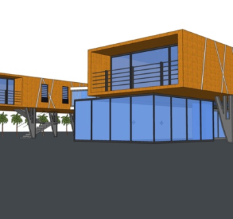 现代集装箱办公楼su模型