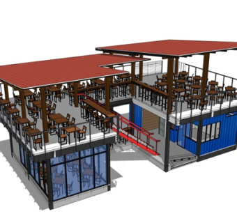 工业风集装箱别墅su模型