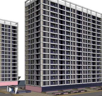 现代办公楼外观su模型