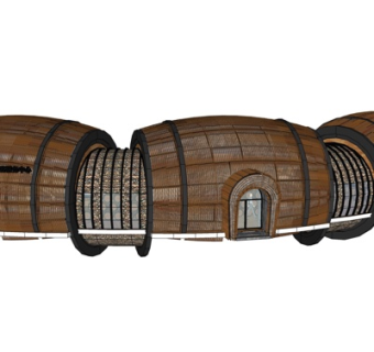 现代酒桶造型酒店外观su模型