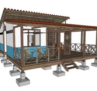 现代临湖别墅su模型