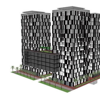 现代办公楼su模型