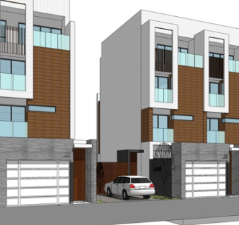 现代联排别墅su模型