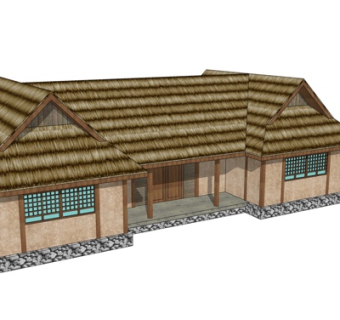 中式传统平房su模型