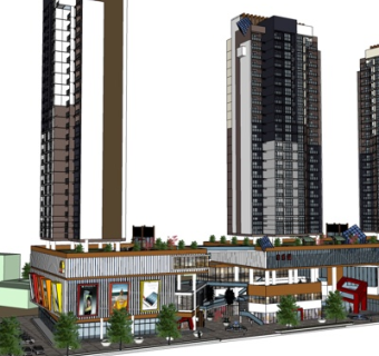 现代商业综合体su模型