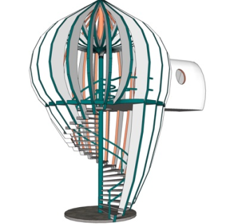 现代观景平台su模型