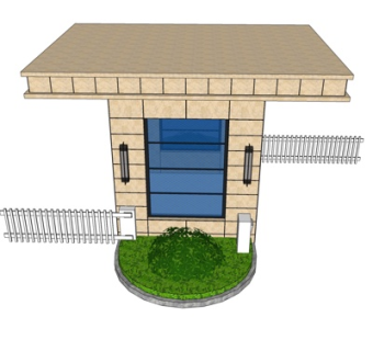 新古典门卫亭su模型