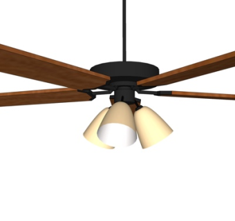 现代电扇灯su模型