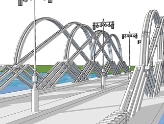 现代铁架桥su模型