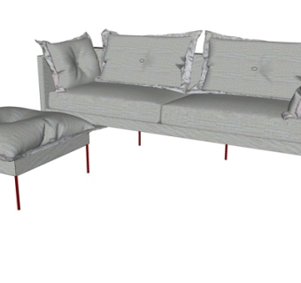 现代布艺多人沙发su模型