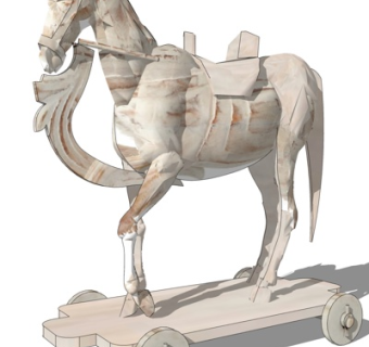 现代马车摆件su模型