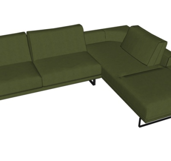 现代布艺转角沙发su模型