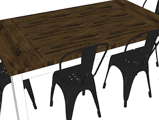 工业风餐桌椅su模型