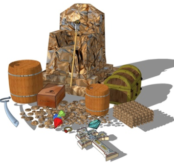 欧式酒桶十字架摆件su模型