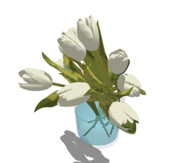 现代水仙花花瓶su模型