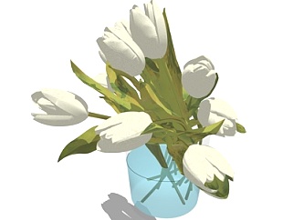 现代水仙花花瓶su模型