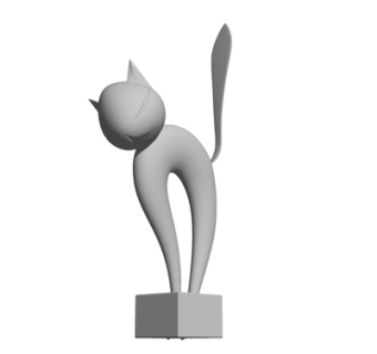 现代抽象猫摆件su模型