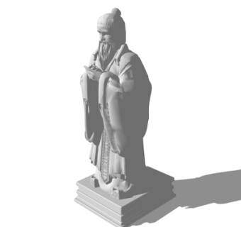 中式孔子雕塑su模型