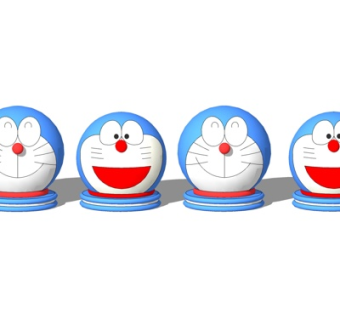 现代卡通拦车石su模型